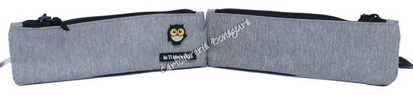 Astuccio Due Penne Grigio Chiaro Monocromo Io Ti Maledico
