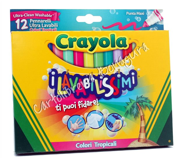 Pennarelli Punta Maxi 12pz Tropicai I Lavabilissimi Crayola