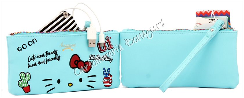 Pochette Power New C/Finestra Touch Azzurro Hello Kitty