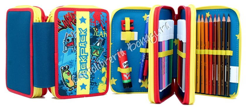 Astuccio 3 Zip Blu Jackpack Boy Seven