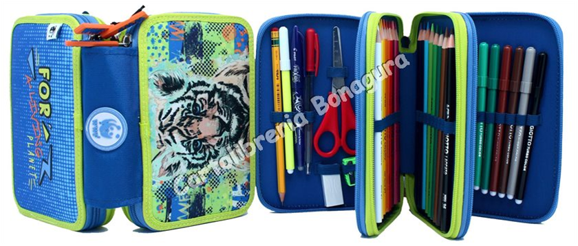 Astuccio 3 Zip Blu Boy WWF