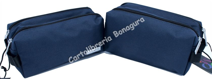 Astuccio Due Zip Blu Monocromo Comix