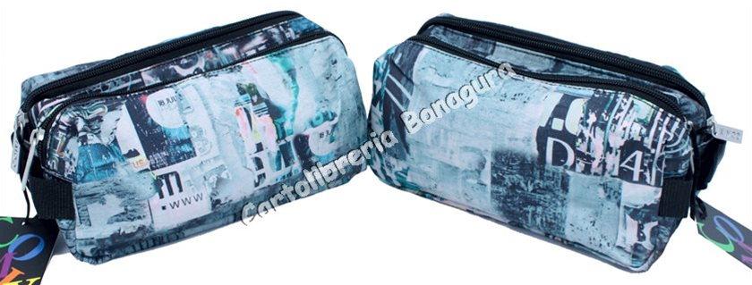 Astuccio Due Zip Camou Wall Allover Comix