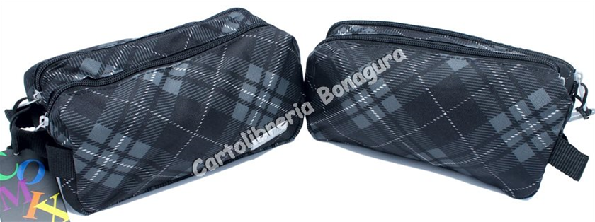 Astuccio Due Zip Tartan Allover Comix