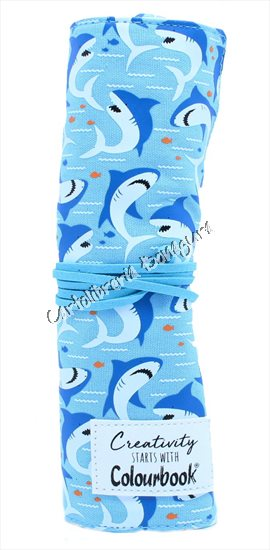Rotolo Porta Pastelli Celeste Squali Creativity Colourbook