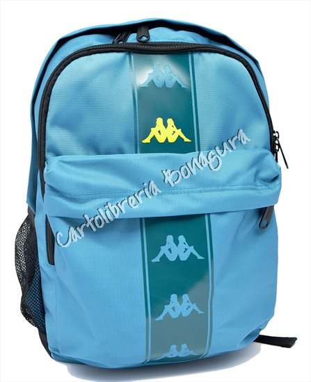 Zaino Doppio Scomparto Azzurro Logo Fluo Kappa