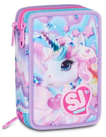 Astuccio 3 zip Glow Led Unicorn SJ Gang Girl Seven