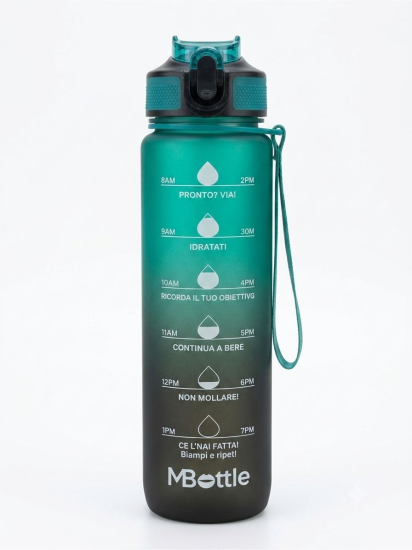 Borraccia 1000 ml Opaca Verde/Nera Motivazionale Mille Baci