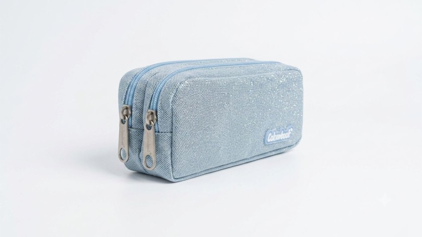 Bustina 2 Zip Celeste Glitter Colourbook