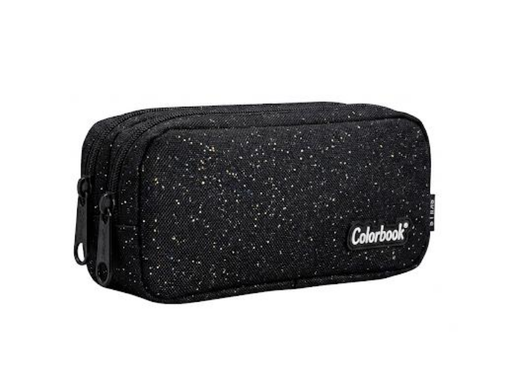 Bustina 2 Zip Nera Glitter Colourbook