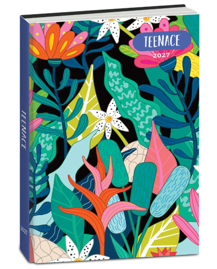 Diario Pocket 16M Fiori Nero Teenace