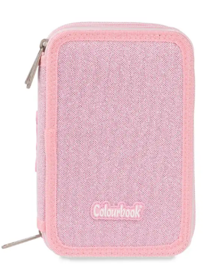 Astuccio 3 Zip Glitter Rosa Colourbook