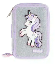 Astuccio 3 Zip Unicorn Lilla Colourbook