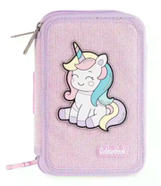 Astuccio 3 Zip Unicorn Lilla/Rosa Colourbook