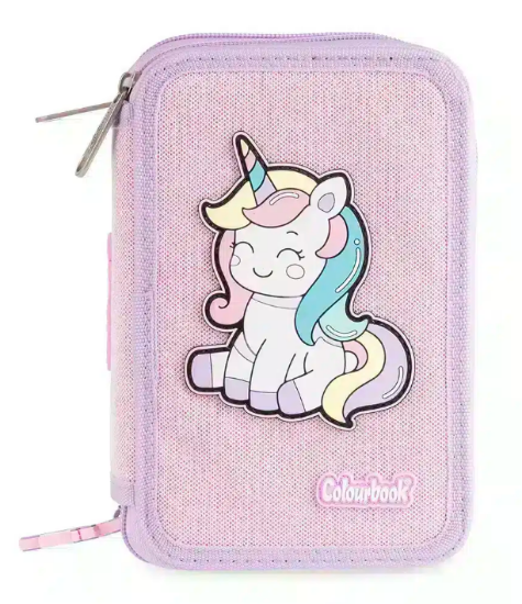 Astuccio 3 Zip Unicorn Lilla/Rosa Colourbook