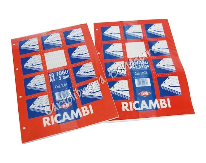 Ricambi Bianco A5 per Copertina ad Anelli BM