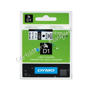 Nastro D1 Nero-Bianco 12mm x 7m Dymo