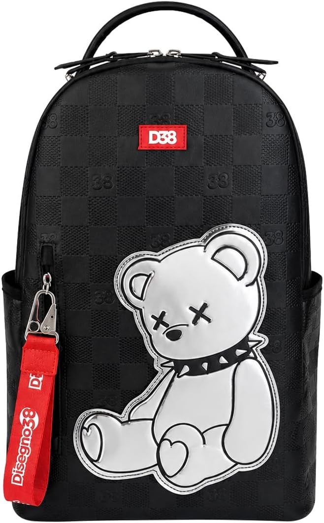 Zaino Grande PU Nero Chrome Disegno38