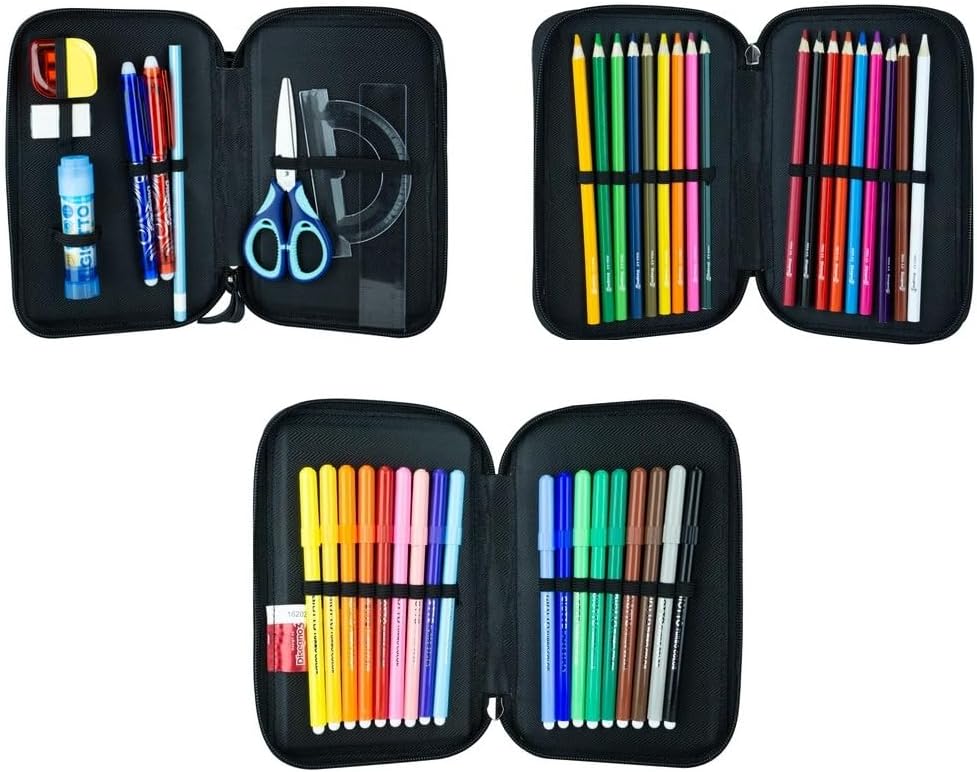 Astuccio 3 Zip Nero Chrome Disegno38