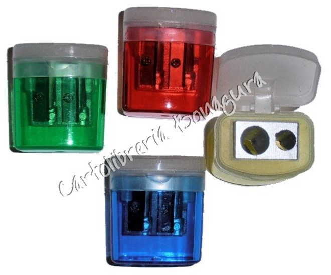 Temperamatite 2 Fori con Serbatoio in Plastica