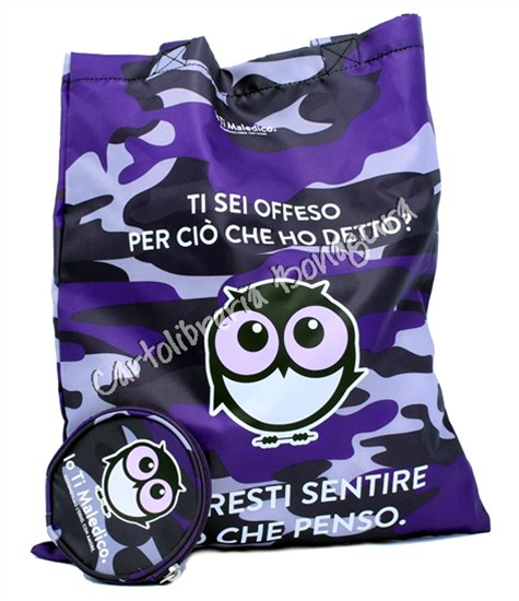 Shopping Bag Ripiegabile C/Portamonete Viola Io Ti Maledico
