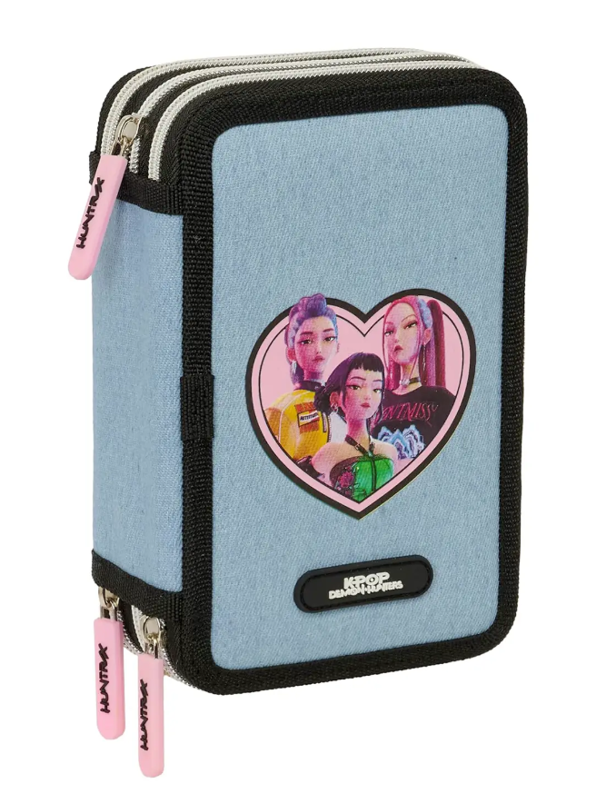 Astuccio 3 Zip Azzurro K-Pop Demon Hunters